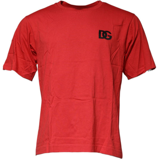 Dolce & Gabbana Red DG Logo Cotton Crew Neck T-shirt TSH87572-46