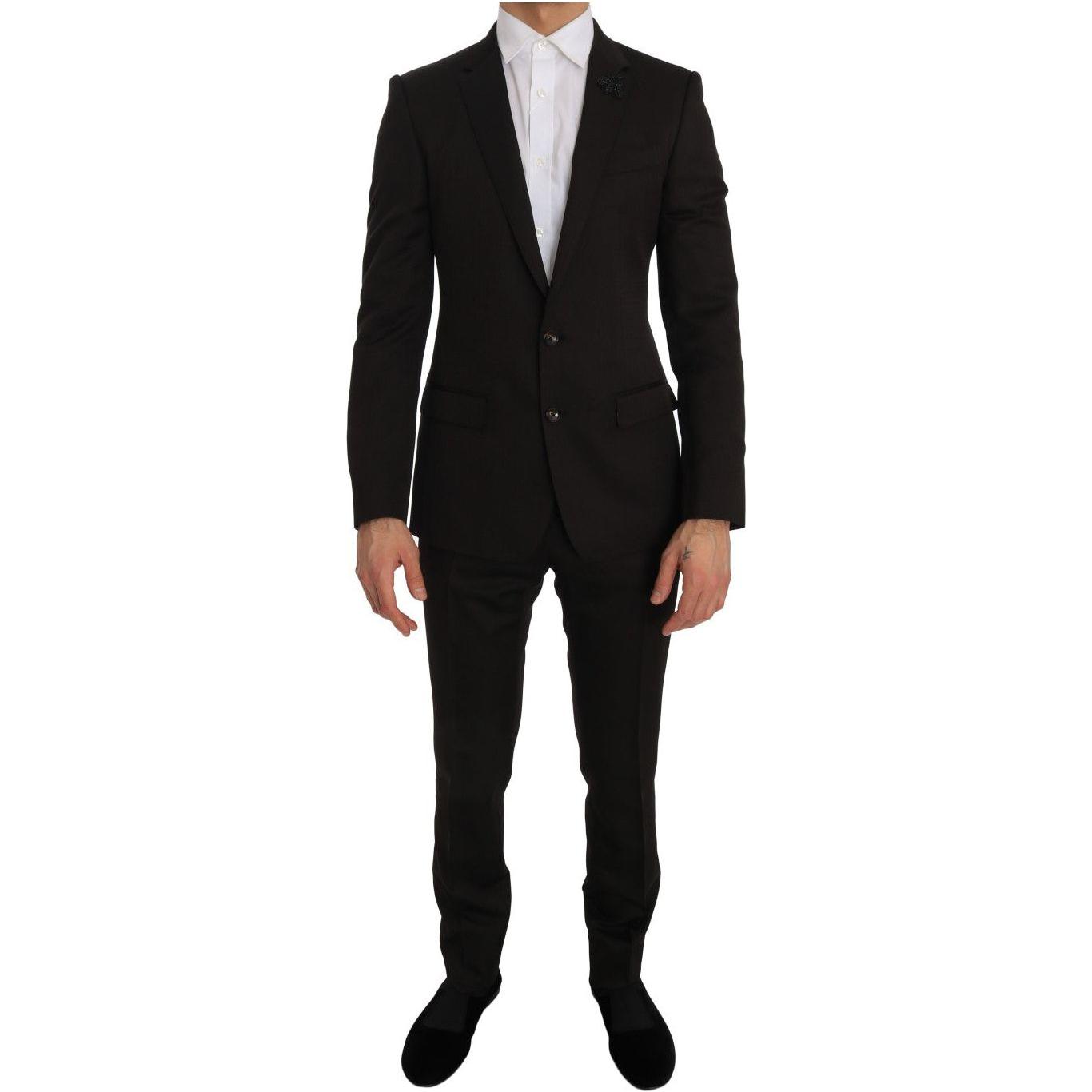 Dolce & Gabbana Brown Wool Crystal Bee Slim Fit MARTINI Dolce & Gabbana