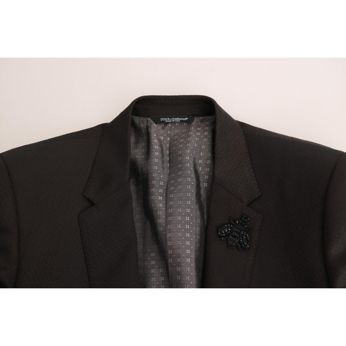 Dolce & Gabbana Brown Wool Crystal Bee Slim Fit MARTINI Dolce & Gabbana