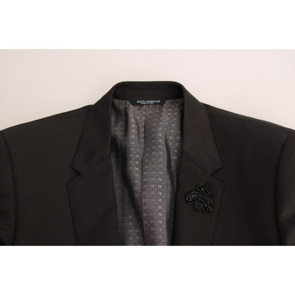 Dolce & Gabbana Brown Wool Crystal Bee Slim Fit MARTINI Dolce & Gabbana