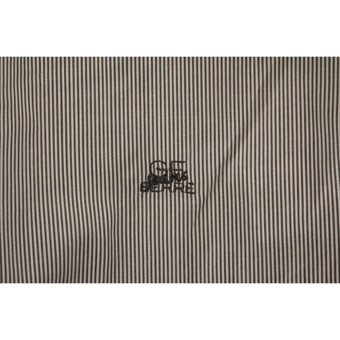 GF Ferre Gray Striped Cotton Casual Shirt
