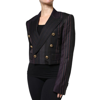 Dolce & Gabbana Multicolor Stripes Wool Cropped Blazer Coat Jacket Dolce & Gabbana