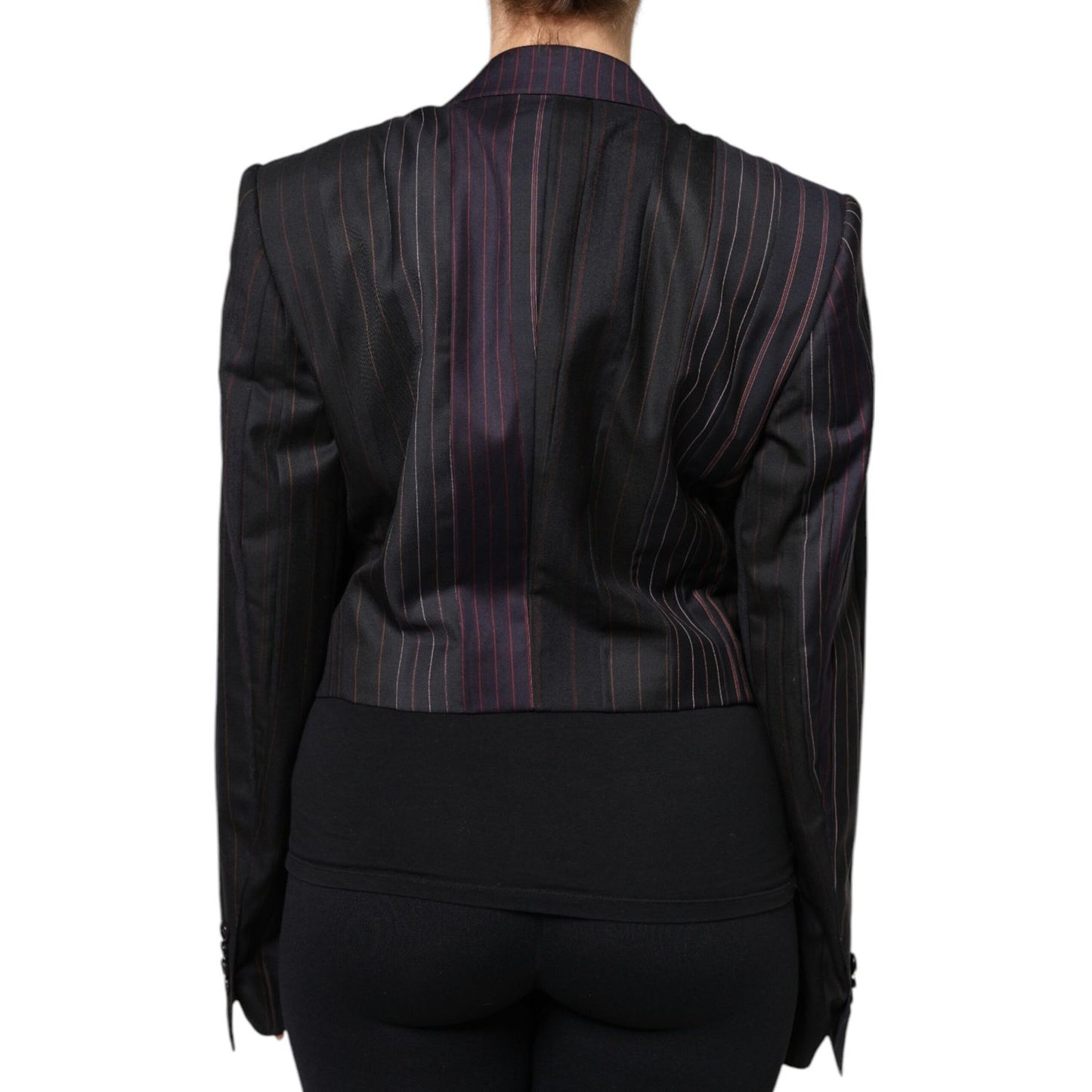 Dolce & Gabbana Multicolor Stripes Wool Cropped Blazer Coat Jacket Dolce & Gabbana