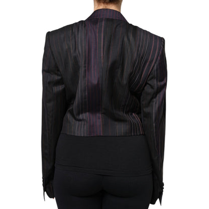 Dolce & Gabbana Multicolor Stripes Wool Cropped Blazer Coat Jacket Dolce & Gabbana