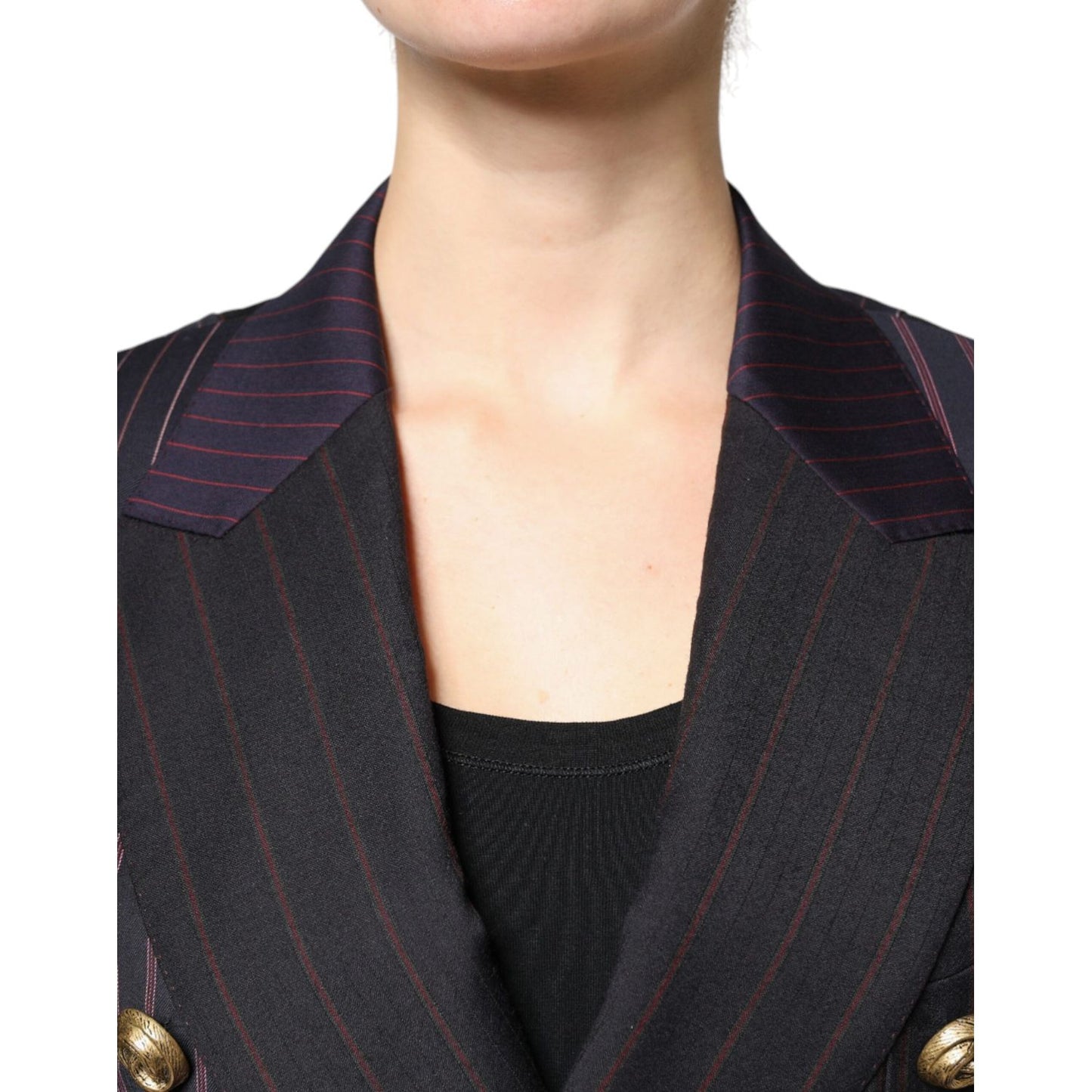 Dolce & Gabbana Multicolor Stripes Wool Cropped Blazer Coat Jacket Dolce & Gabbana