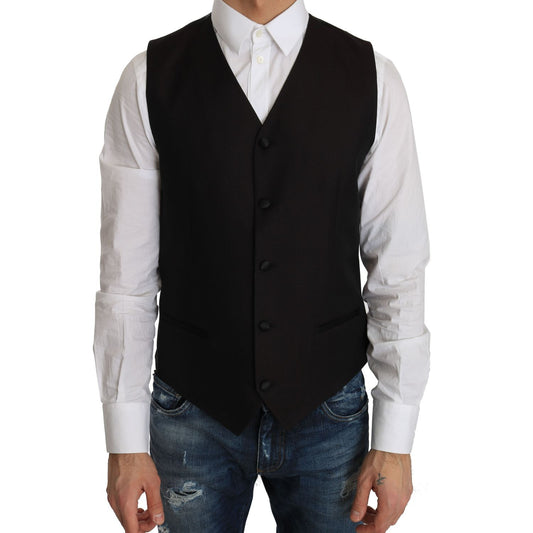 Dolce & Gabbana Black Silk Dress Waistcoat Dolce & Gabbana