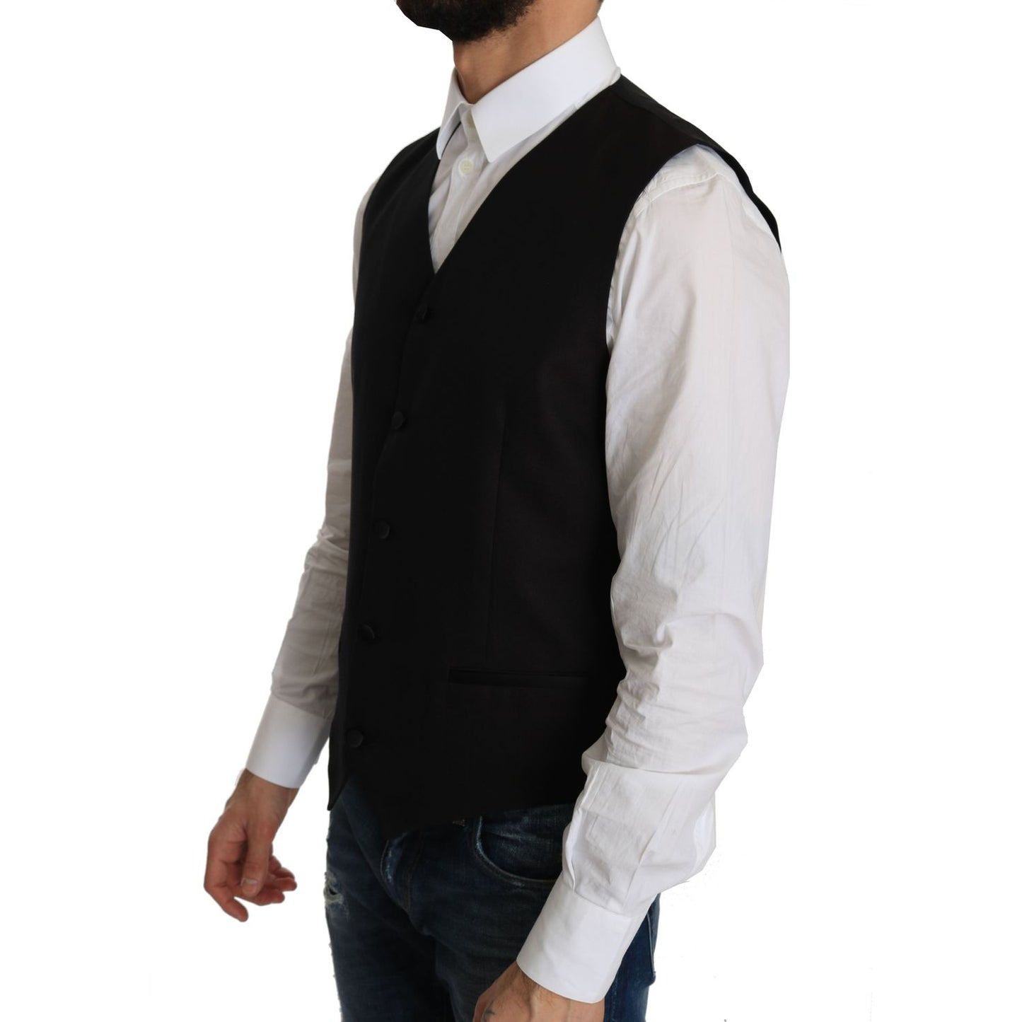 Dolce & Gabbana Black Silk Dress Waistcoat Dolce & Gabbana