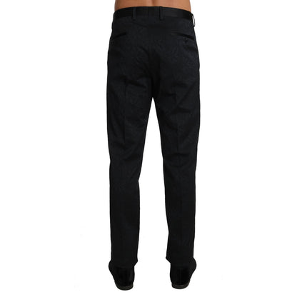 Dolce & Gabbana Black Cotton Brocade Formal Trousers Pants Dolce & Gabbana