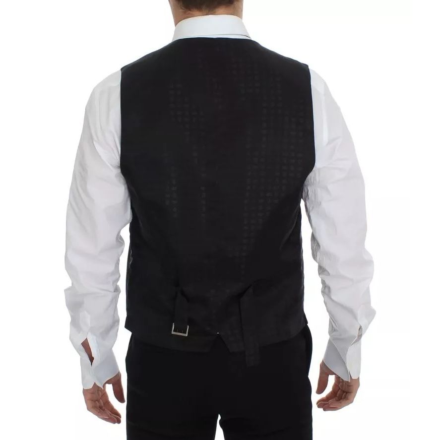 Dolce & Gabbana Black Wool Silk Dress Gilet Jacket Vest Dolce & Gabbana