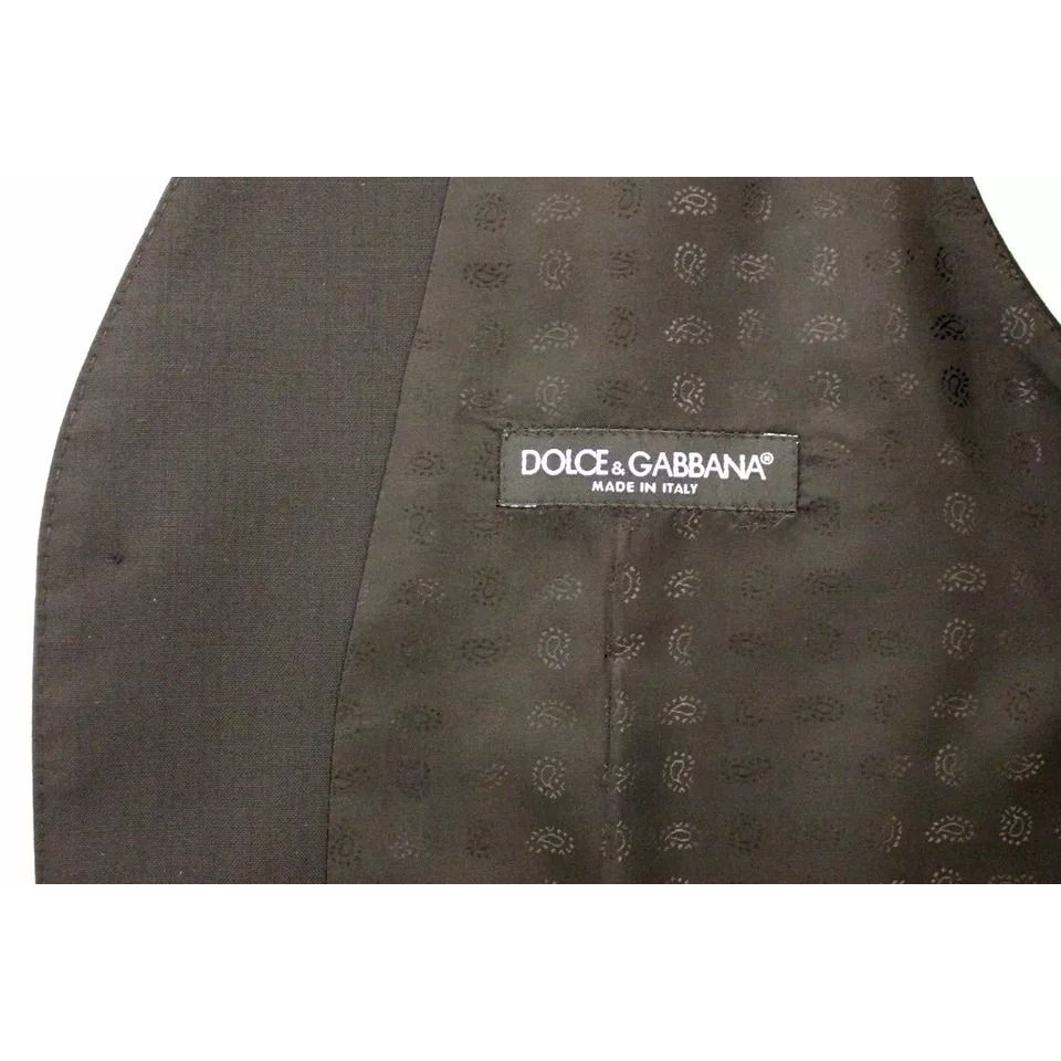 Dolce & Gabbana Black Wool Silk Dress Gilet Jacket Vest Dolce & Gabbana
