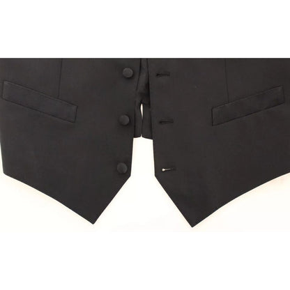 Dolce & Gabbana Black Wool Silk Dress Gilet Jacket Vest Dolce & Gabbana