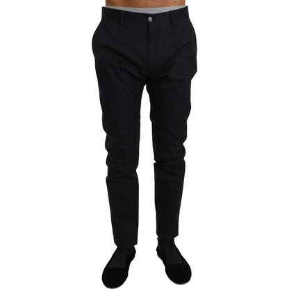Dolce & Gabbana Black Cotton Stretch Formal Trousers Pants Dolce & Gabbana