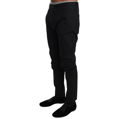 Dolce & Gabbana Black Cotton Stretch Formal Trousers Pants Dolce & Gabbana