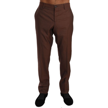 Dolce & Gabbana Brown Wool Silk Formal Trousers Pants Dolce & Gabbana