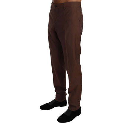 Dolce & Gabbana Brown Wool Silk Formal Trousers Pants Dolce & Gabbana