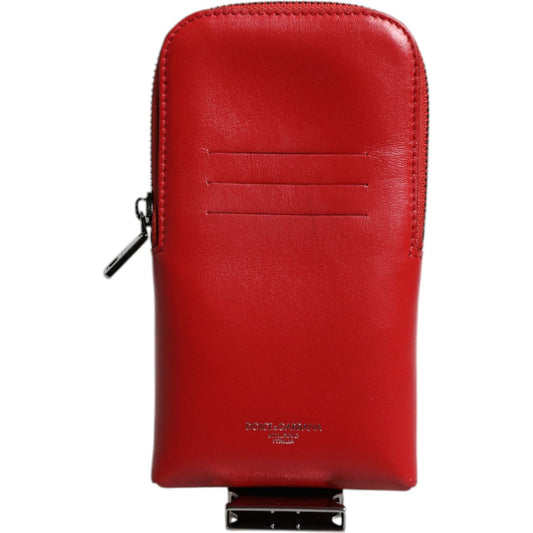 Dolce & Gabbana Red Leather Logo Zip Around Card Holder Wide Strap Wallet (Copy) BAG4739