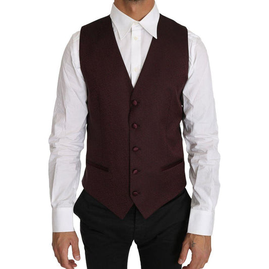 Dolce & Gabbana Purple Pattern Wool Silk Waistcoat Vest Dolce & Gabbana