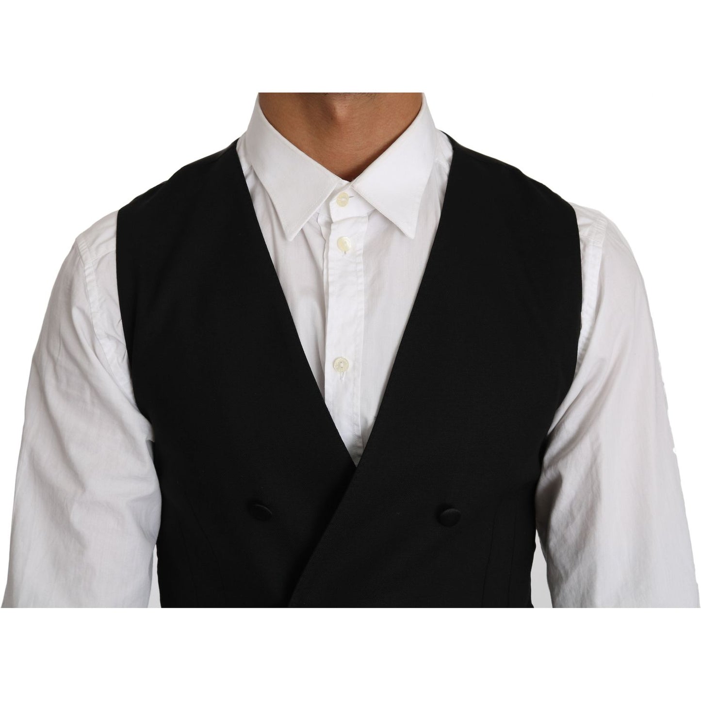 Dolce & Gabbana Gray Wool Double Breasted Waistcoat Vest Dolce & Gabbana