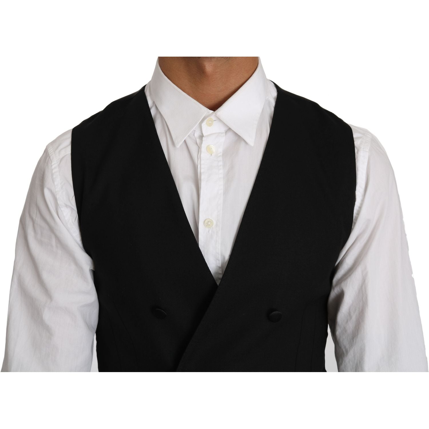 Dolce & Gabbana Gray Wool Double Breasted Waistcoat Vest