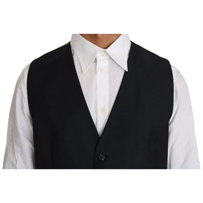 Dolce & Gabbana Gray Wool Silk Waistcoat Vest Dolce & Gabbana