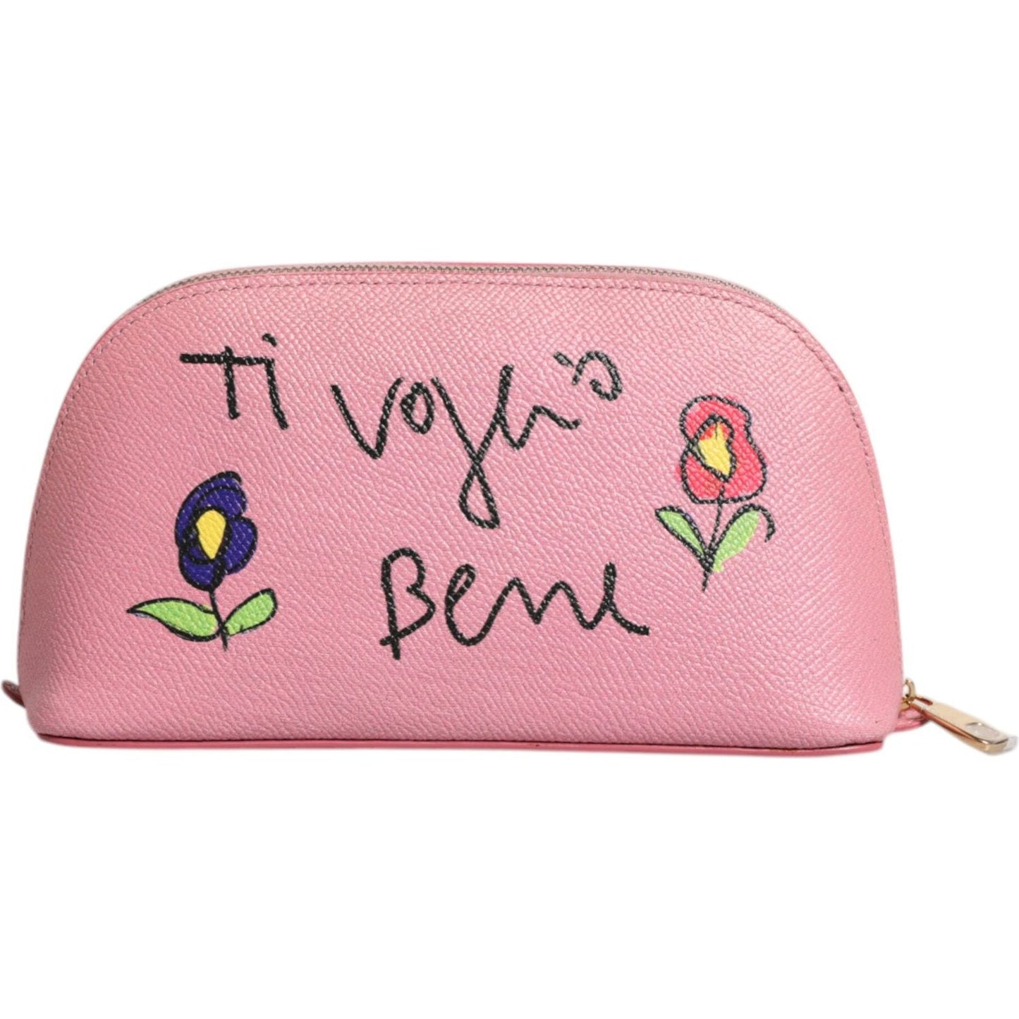 Dolce & Gabbana Pink Leather DG Logo Zip Around Hand Purse Pouch Wallet BAG4254