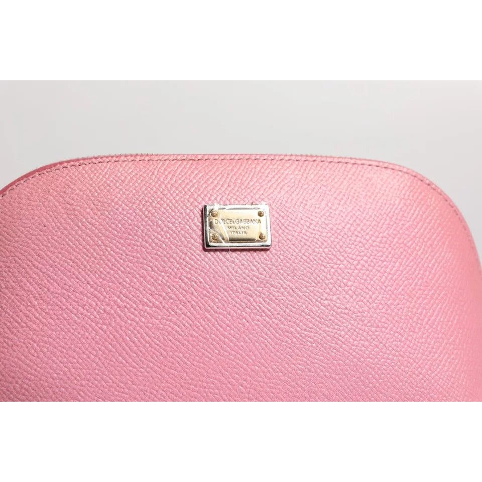 Dolce & Gabbana Pink Leather DG Logo Zip Around Hand Purse Pouch Wallet BAG4254