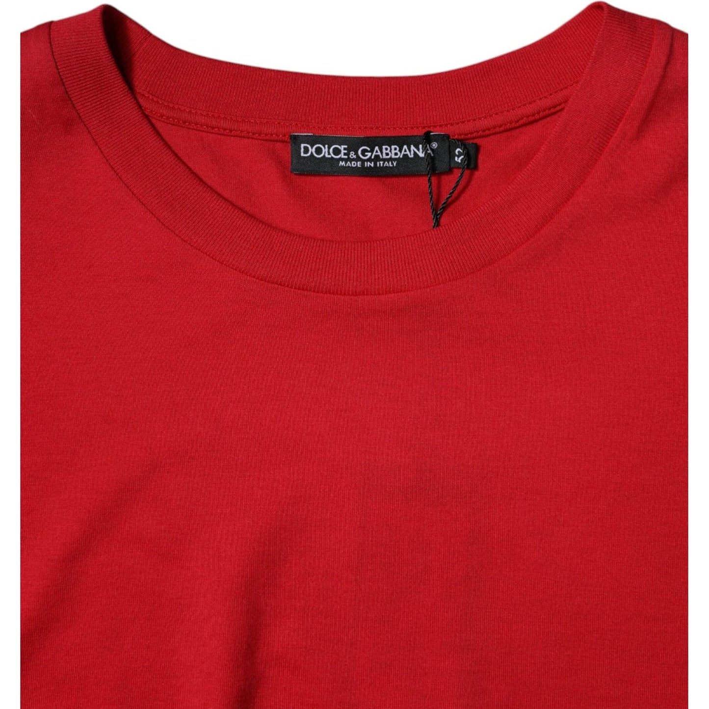 Dolce & Gabbana Red Logo Print Cropped Crew Neck T-shirt TSH87468-52