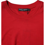 Dolce & Gabbana Red Logo Print Cropped Crew Neck T-shirt TSH87468-52