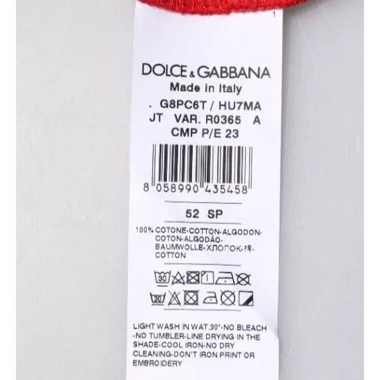 Dolce & Gabbana Red Logo Print Cropped Crew Neck T-shirt TSH87468-52