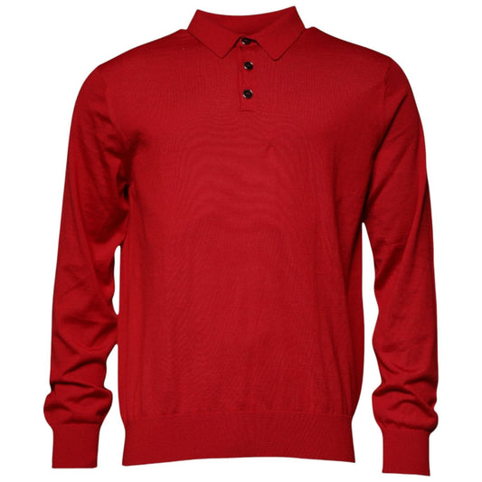 Dolce & Gabbana Red Cashmere Collared Pullover Sweater TSH87715-54