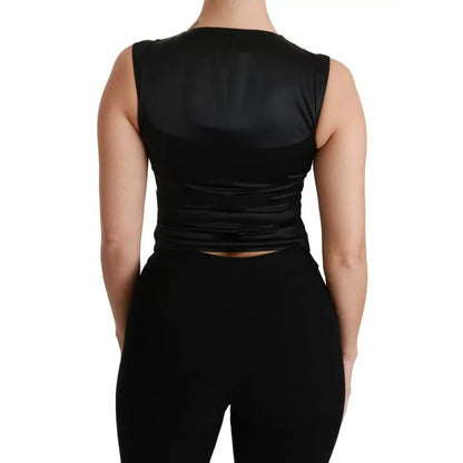 Dolce & Gabbana Black Lace Waistcoat Slim Vest Silk Top Dolce & Gabbana