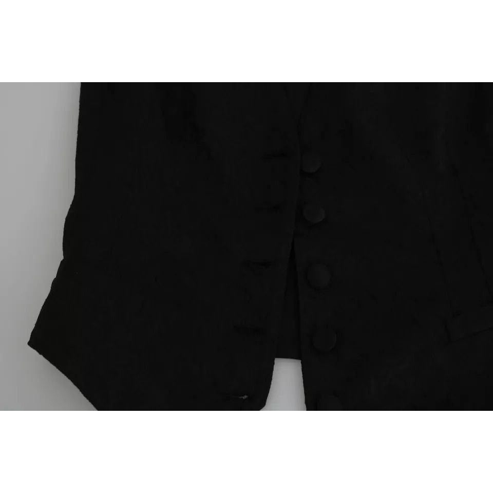 Dolce & Gabbana Black Lace Waistcoat Slim Vest Silk Top Dolce & Gabbana