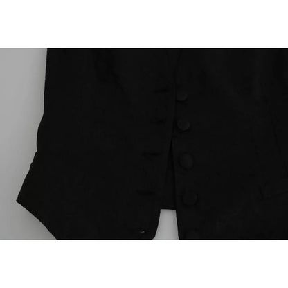 Dolce & Gabbana Black Lace Waistcoat Slim Vest Silk Top Dolce & Gabbana