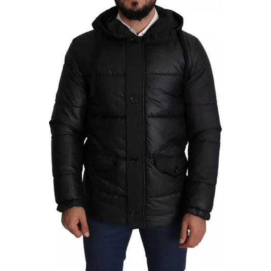 Dolce & Gabbana Black Hooded Polyester Men Coat Puffer Jacket JKT2763-44