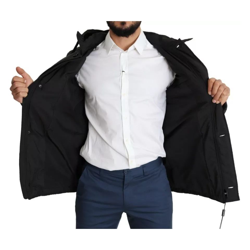 Dolce & Gabbana Black Hooded Polyester Men Coat Puffer Jacket JKT2763-44