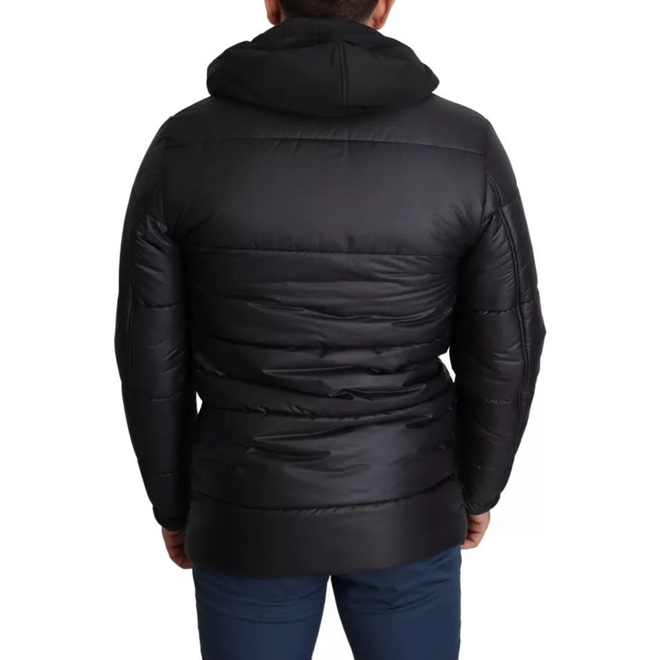 Dolce & Gabbana Black Hooded Polyester Men Coat Puffer Jacket JKT2763-44