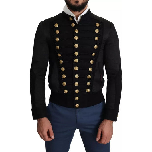 Dolce & Gabbana Black Button Embellished Military Jacket JKT2770-44