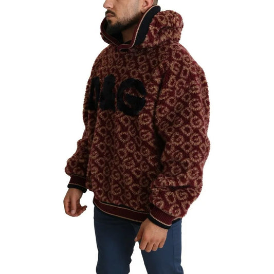 Dolce & Gabbana Red Beige Wool Oversize Hooded Pullover Sweater JKT2731-48