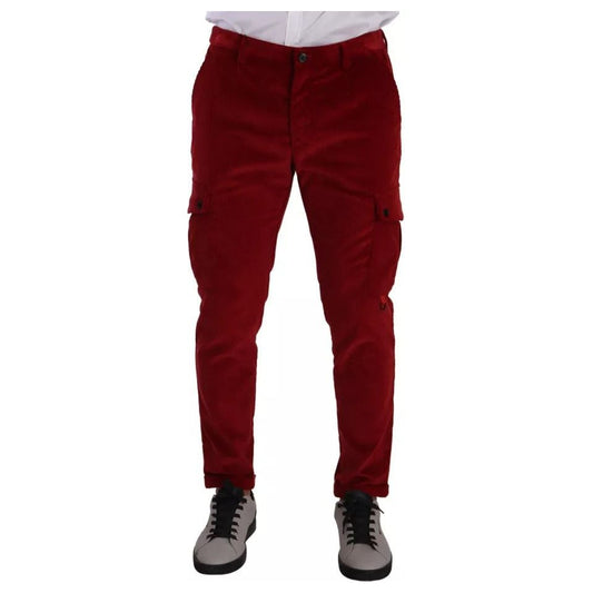 Dolce & Gabbana Red Corduroy Cotton Cargo Skinny Pants PAN72732 -48