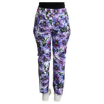 Dolce & Gabbana Purple Floral Print Tapered Cotton Pants PAN71555-42