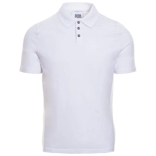 Alpha Studio White Cotton Polo Shirt AL-14577-IT48 | M