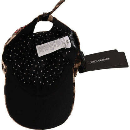 Dolce & Gabbana Brown Leopard Sequin Sicily Applique Baseball Hat Cap