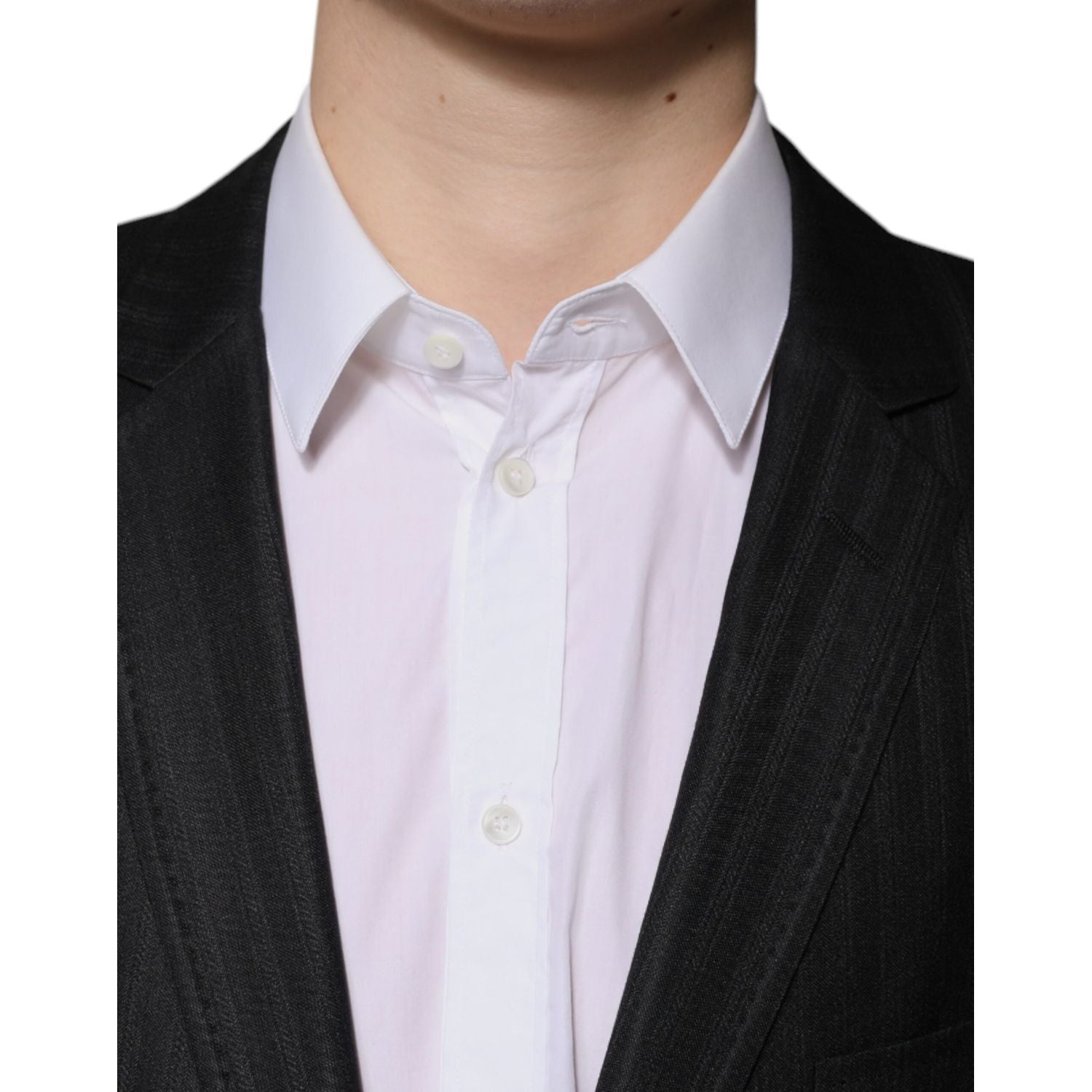 Dolce & Gabbana Dark Gray Stripe Wool Single Breasted Blazer