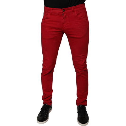 Dolce & Gabbana Red Crown Logo Cotton Skinny Denim Jeans PAN75871-48