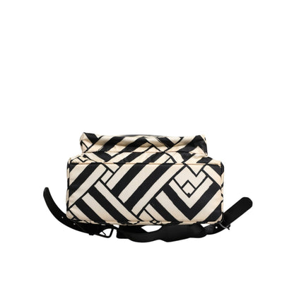 Dolce & Gabbana Black White Nylon Leather Travel Back Pack Bag