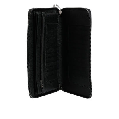 Dolce & Gabbana Black Calfskin Leather Logo Zip Around Continental Wallet