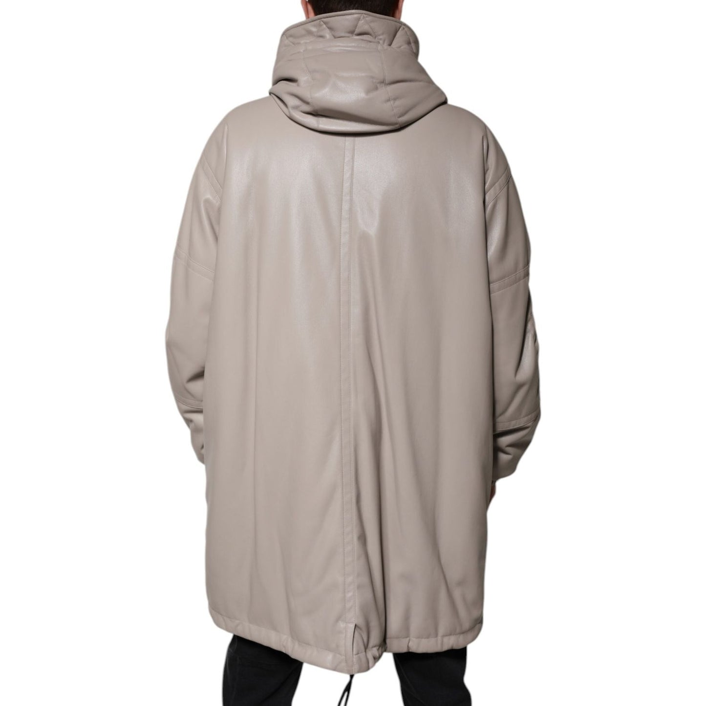 MSGM Beige Full Zip Hooded Long Sleeves Casual Coat Jacket JKT41206-48