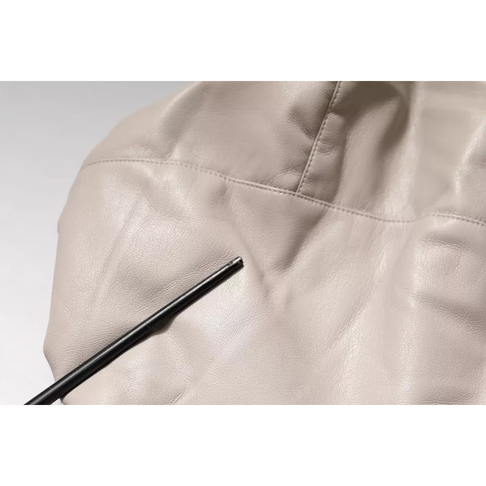 MSGM Beige Full Zip Hooded Long Sleeves Casual Coat Jacket JKT41206-48