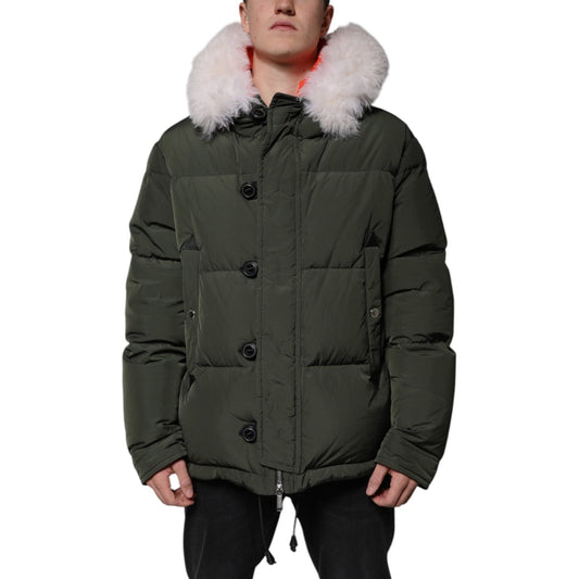 Dsquared² Green Hooded Long Sleeves Fur Shearling Jacket JKT41214-56