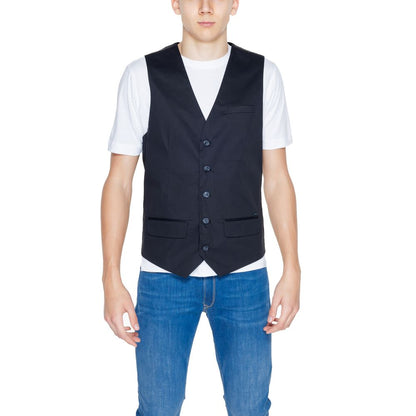 Gianni Lupo Black Cotton Waistcoat Gianni Lupo